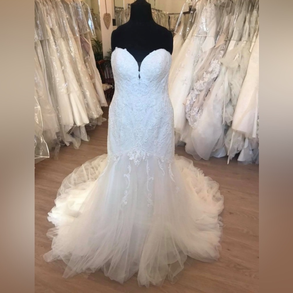 STELLA YORK beaded wedding dress bride moscato blush undertone size 16 - Picture 3 of 6